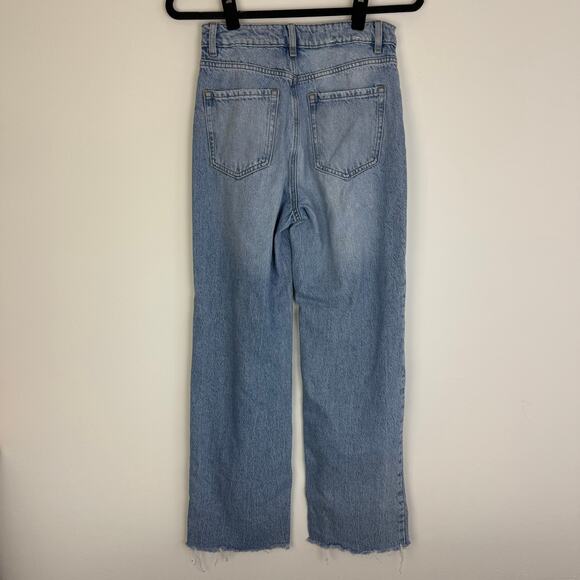 Garage Womens Jambe Large Wide Leg High Rise Distressed Light Wash Blue Jeans 3 - Picture 2 of 8